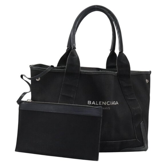 BALENCIAGA Navy Cabas Hand Bag Canvas Black - Picture 1 of 16